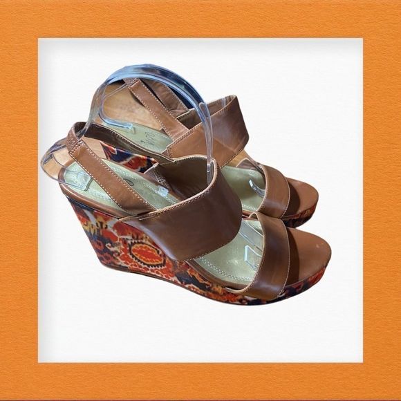 Impo "Wylie" Bohemian Tan Wedge Sandals 9 - Picture 2 of 6